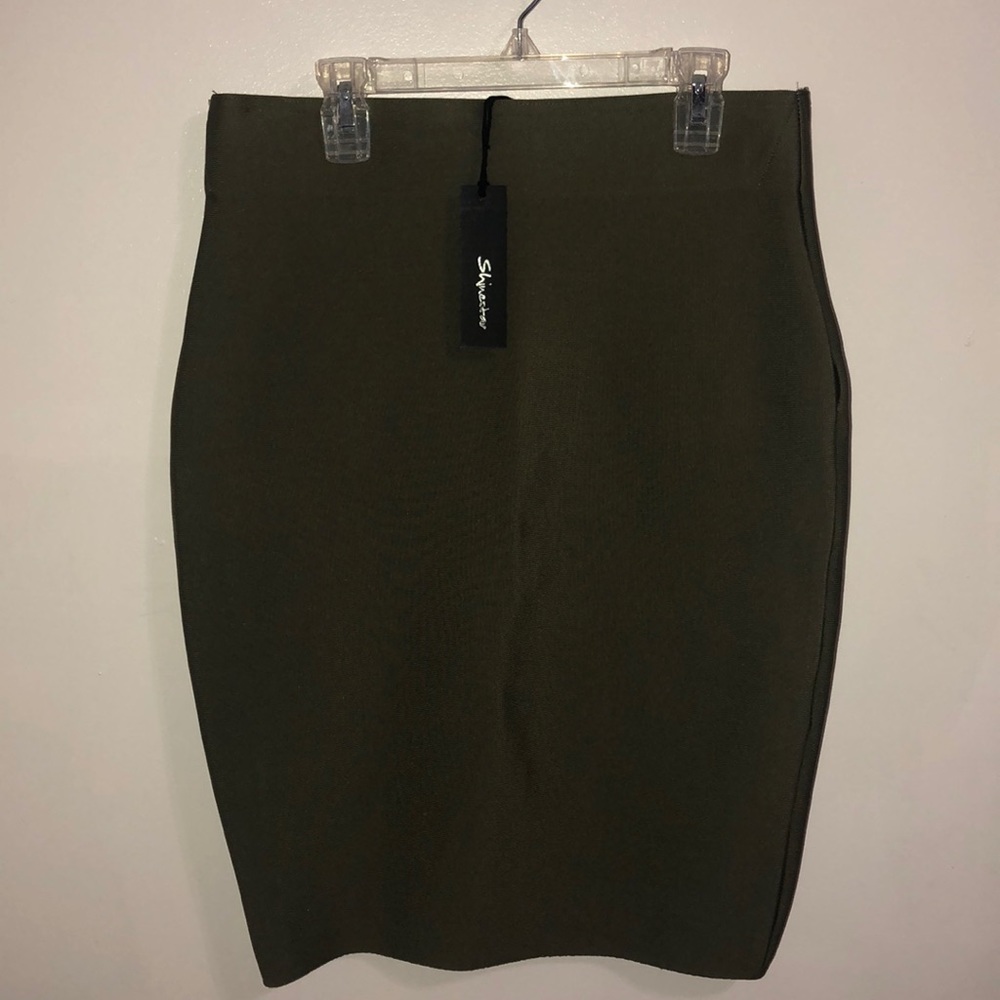 Olive green pencil skirt